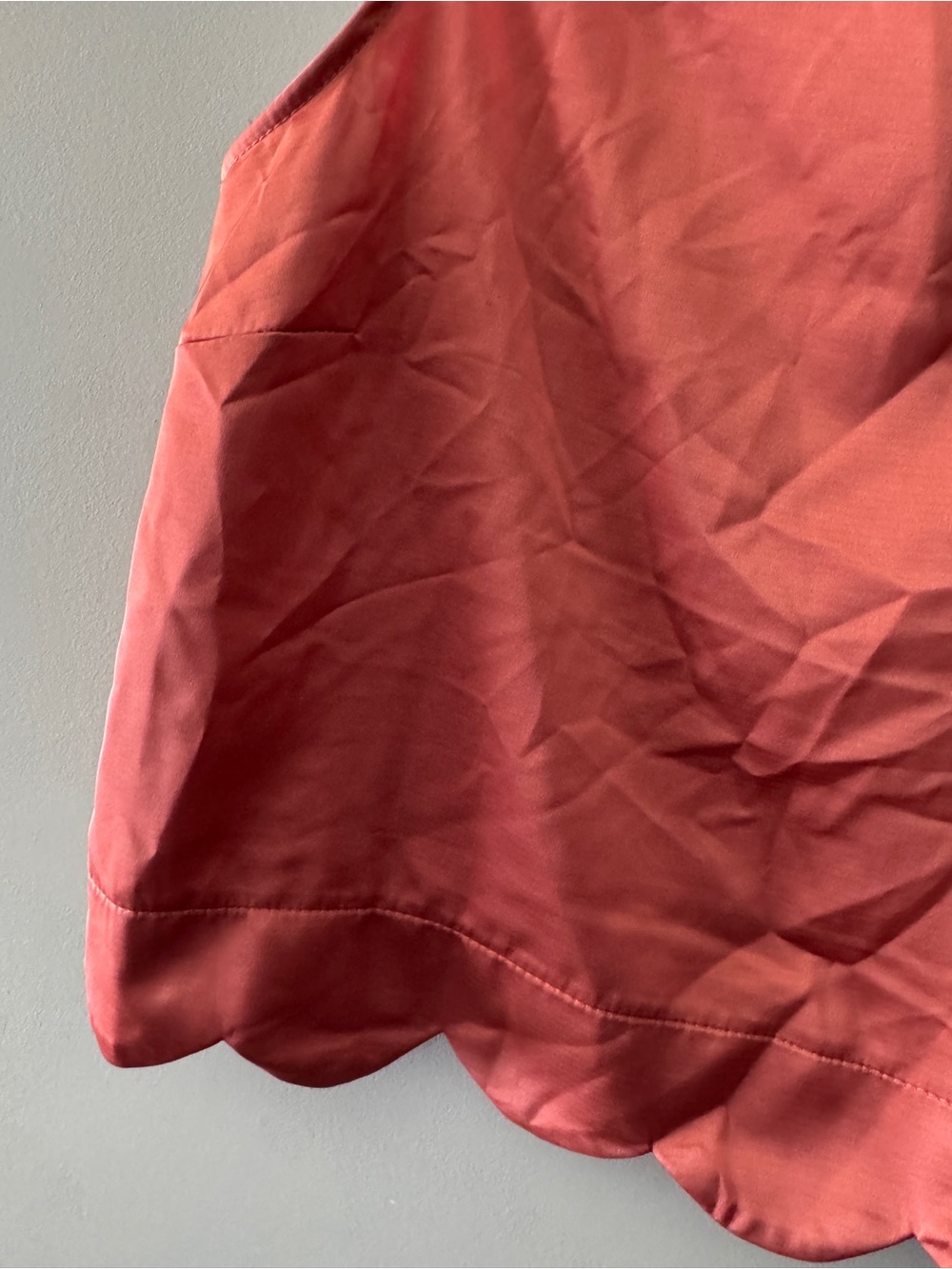 Monteau | Scallop-Hem Coral Sleeveless Top | L - Picture 4 of 5